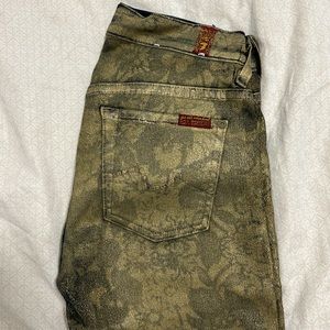7 For All Mankind Skinny in Gold Metallic Floral